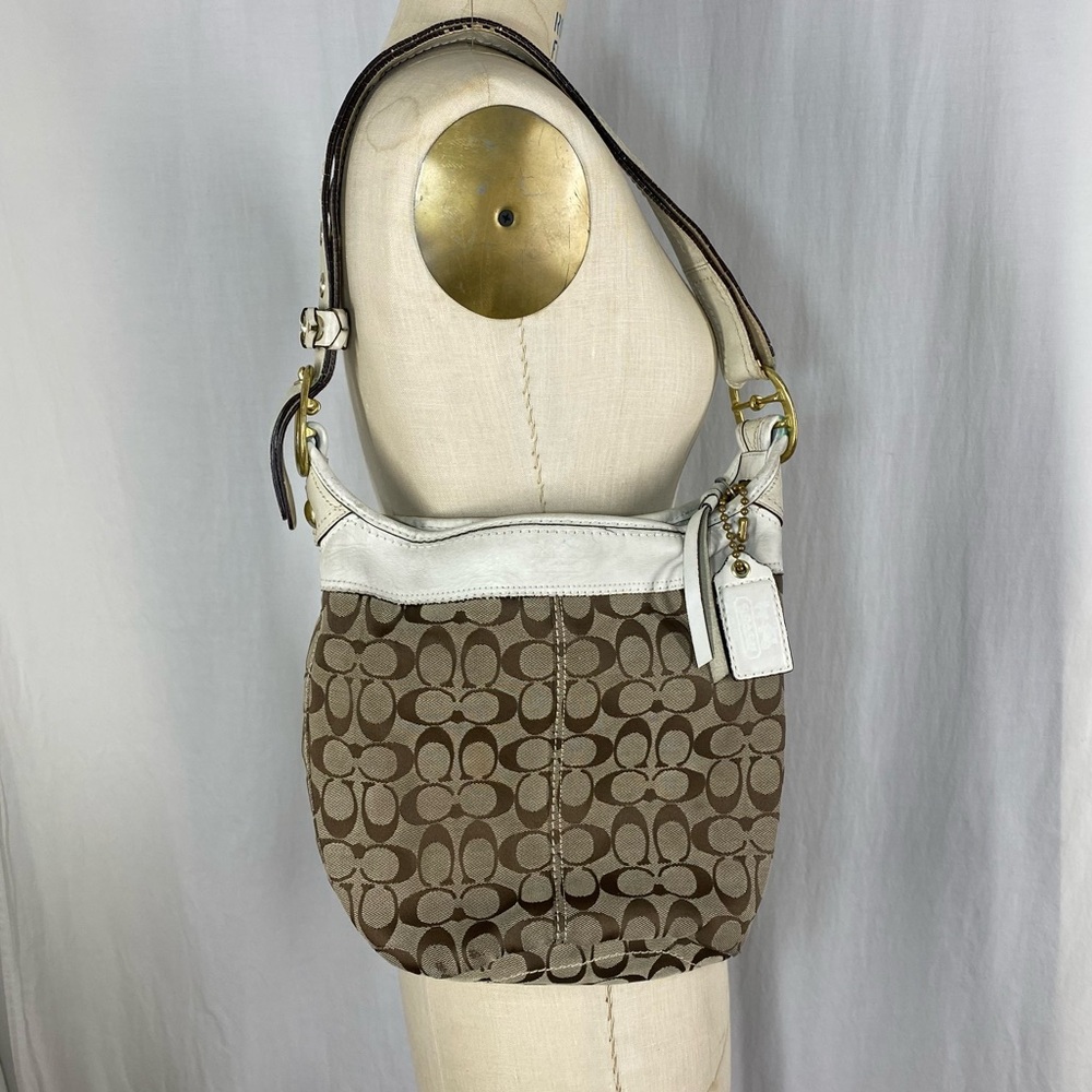 Coach Monogram Hobo Slouch Shoulder Bag Leather Y2K